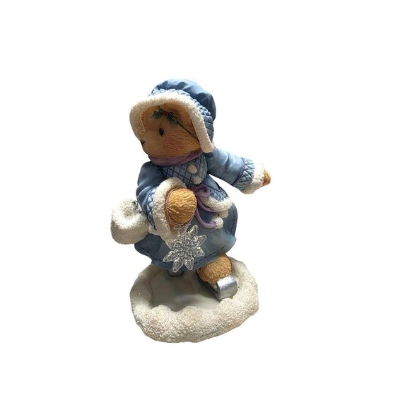 Cherished Teddies Candace Bear Figurine Skating On Holiday - Picture 5 of 9